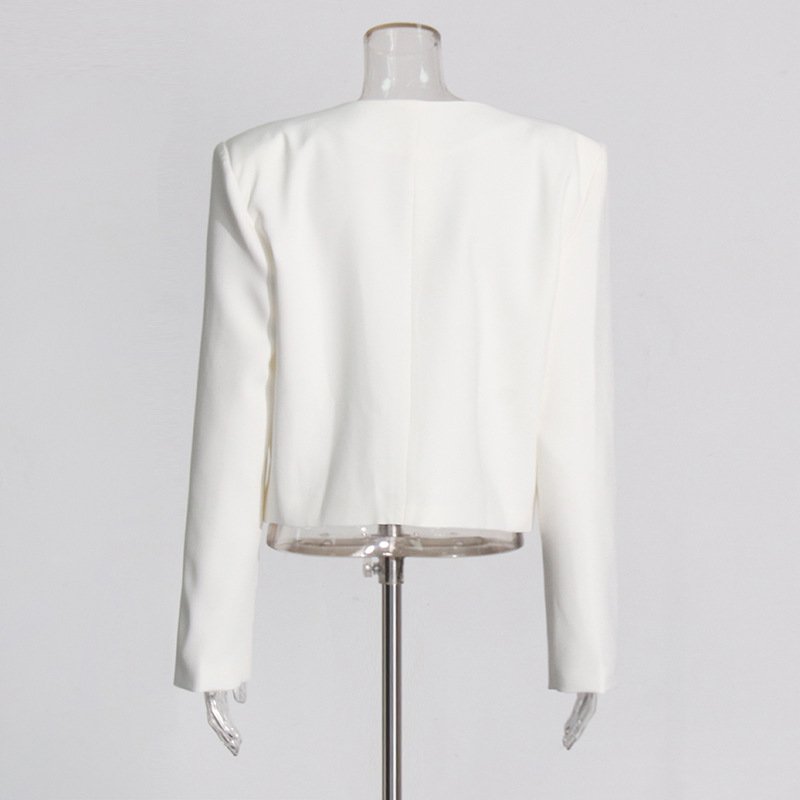 Wholesale 2024 Autumn New Fashionable Round Neck Nail Bead Jacket High Waist Straight Leg Wide Leg Pants Women's Set