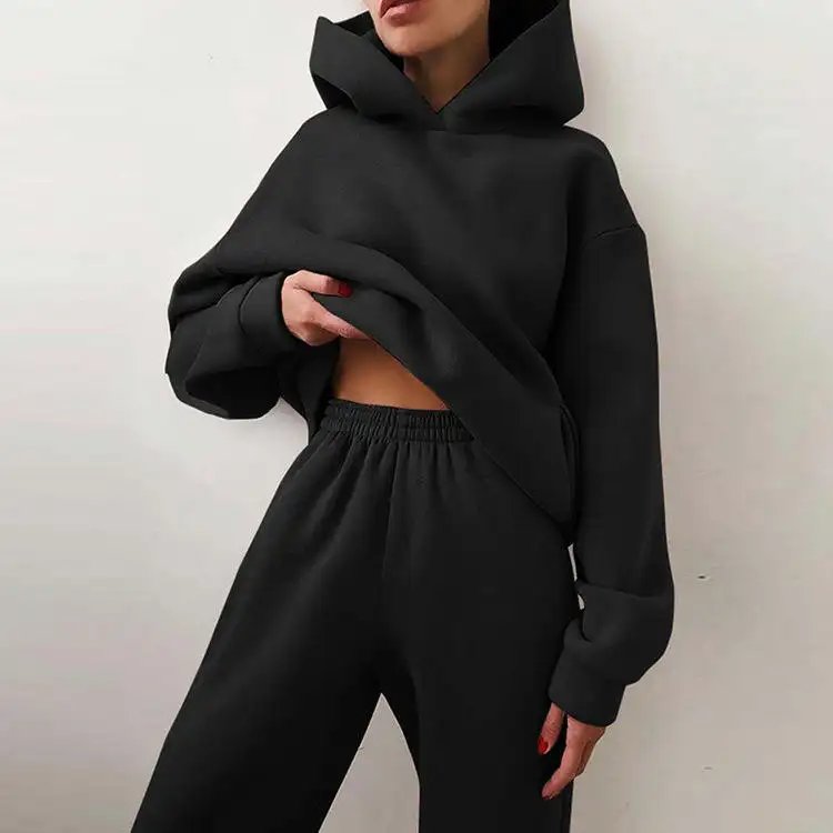 Apparel > women's Clothing > women's Hoodies&Sweatshirts Oem Customized Graphic Plus Size Women's Oversize Blank Hoodies Set
