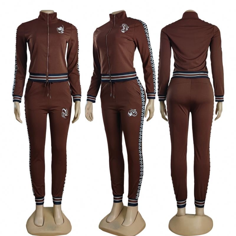 Wholesale women brand clothing Autumn Embroidered Long Sleeve Long Pants Casual Set Casual women's tracksuit set
