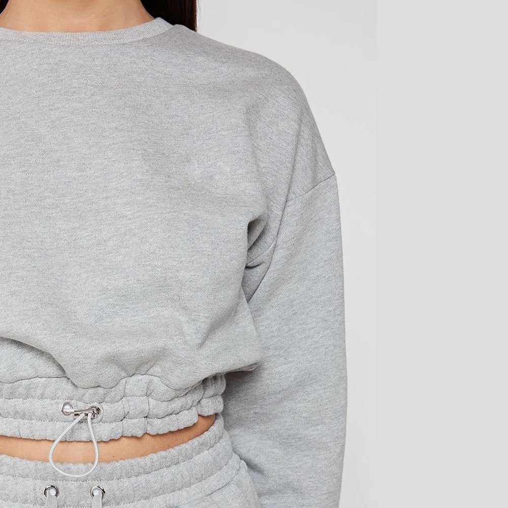 New Women Winter Clothes Custom Logo Two Piece Sweater Set High Waist Pants Crop Top Crew Neck Sweatshirt Women Jogging Suits