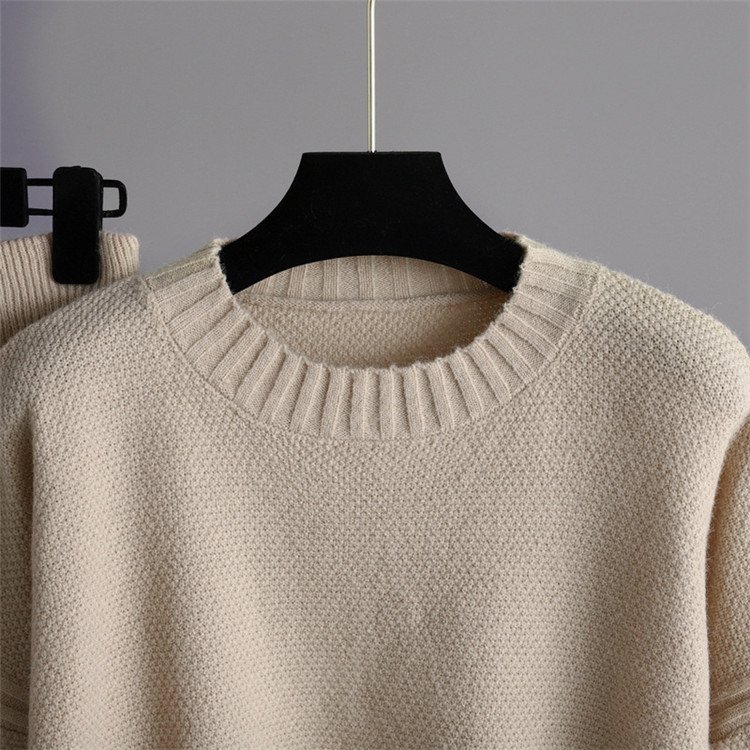 Full Winter Women Plain Free Size Knitted Two Pieces Suits Solid Sweater Top+ Wide Leg Long Pants Sets