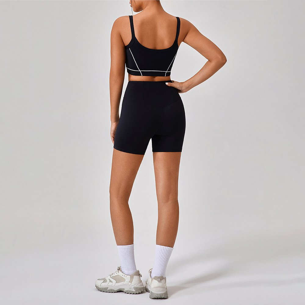aloo Yoga Women's new color contrast beauty back Yoga bra Stretch quick drying sports shorts set