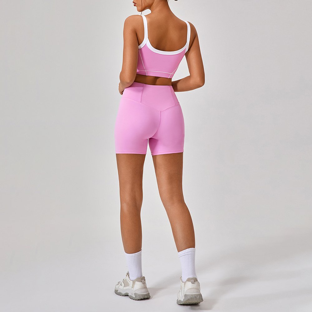 aloo Yoga Women's new color contrast beauty back Yoga bra Stretch quick drying sports shorts set