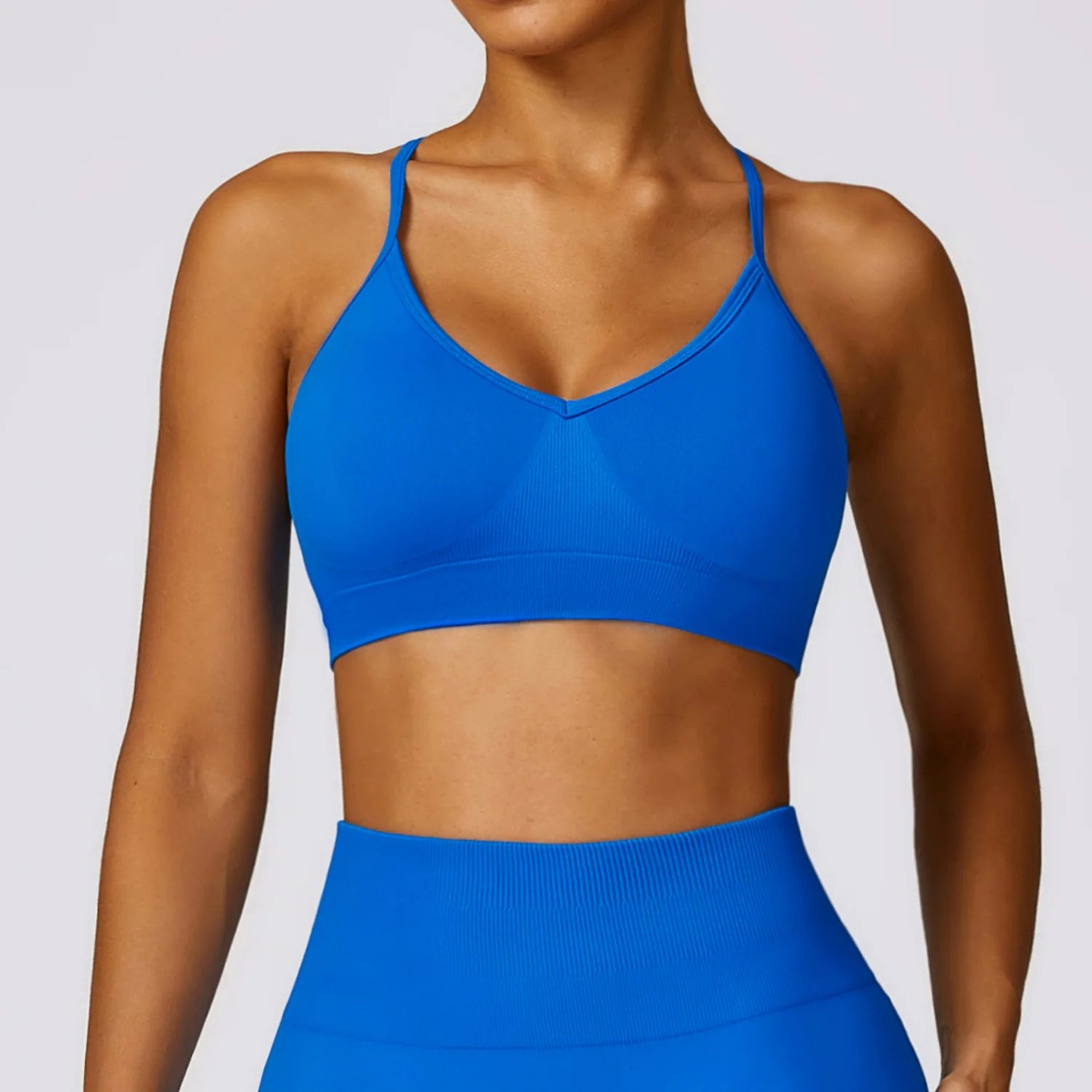 Women Spaghetti Strap Top High Waist Pant Yoga Suit Lady V Neck Jacket Bell Bottom Gym Sets Female Scrunch Butt Pant Sports Suit