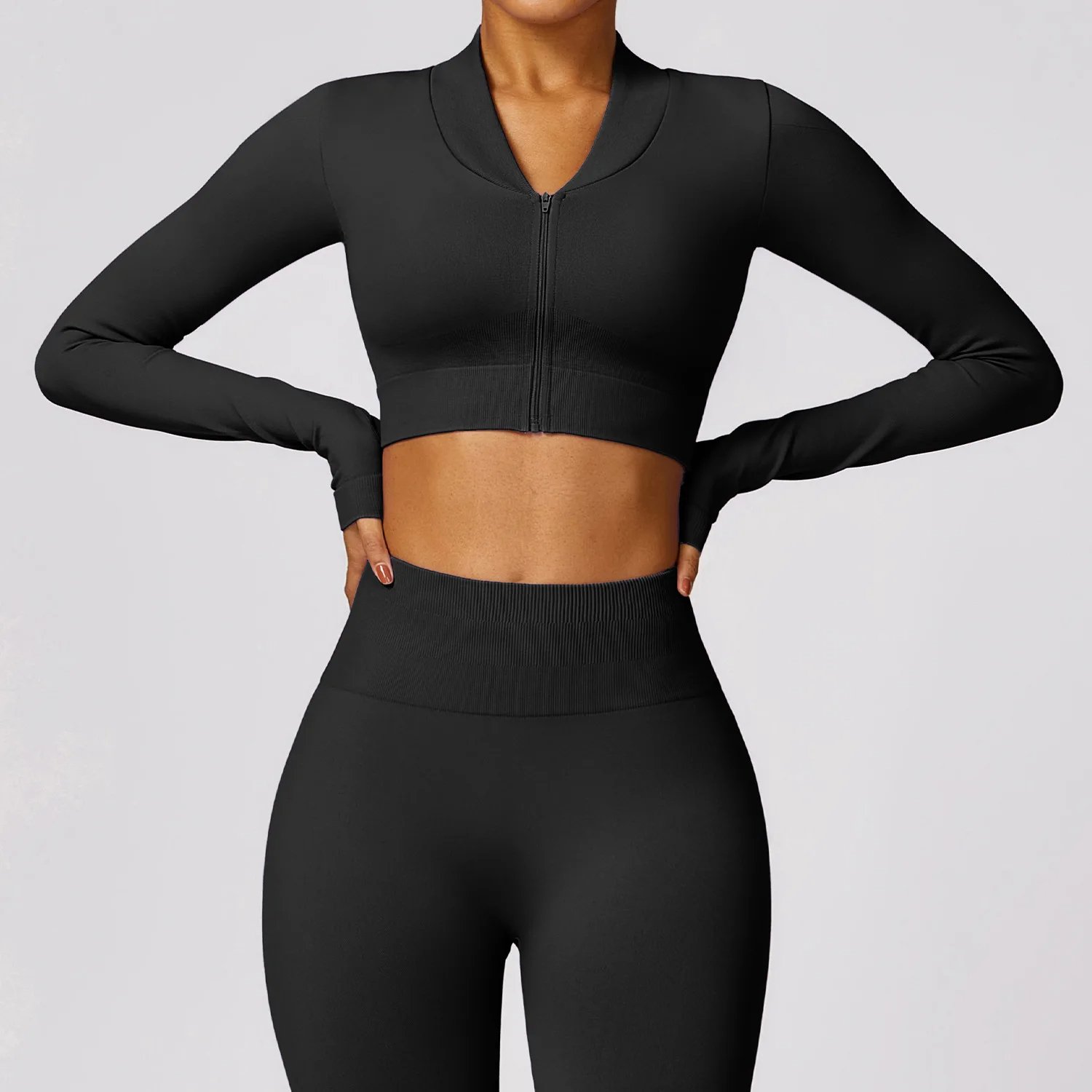 Women Spaghetti Strap Top High Waist Pant Yoga Suit Lady V Neck Jacket Bell Bottom Gym Sets Female Scrunch Butt Pant Sports Suit