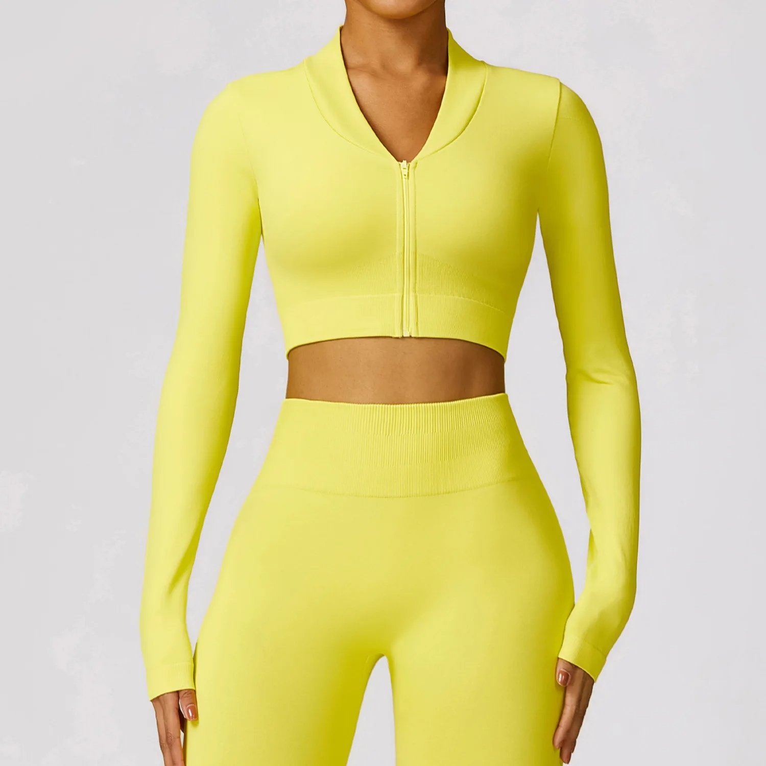 Women Spaghetti Strap Top High Waist Pant Yoga Suit Lady V Neck Jacket Bell Bottom Gym Sets Female Scrunch Butt Pant Sports Suit