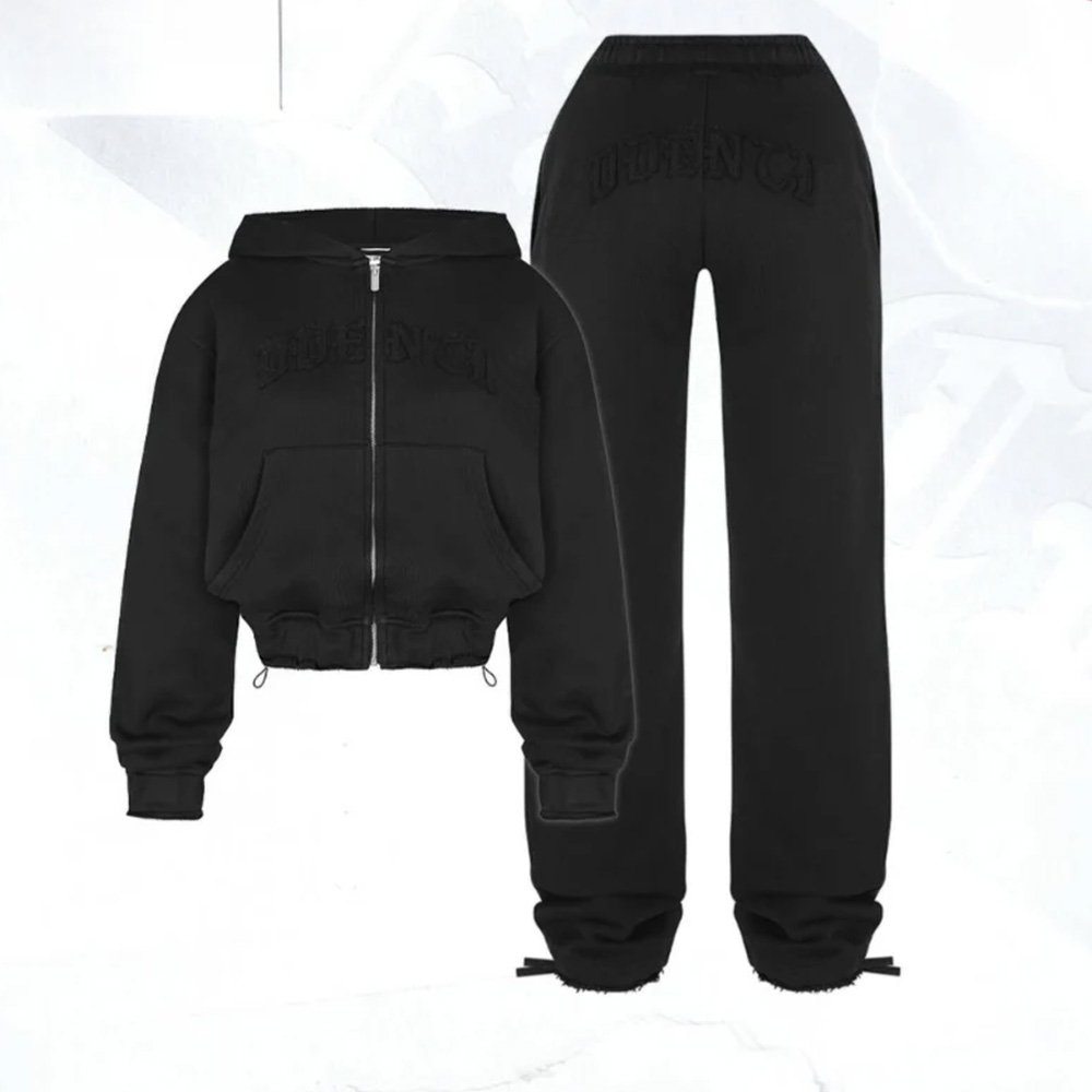 Custom Women Tracksuit Sweatsuit Set Pink Distressed Embroidery Tracksuit Hoodie Leisure Sports Suits Track Suit In Sport