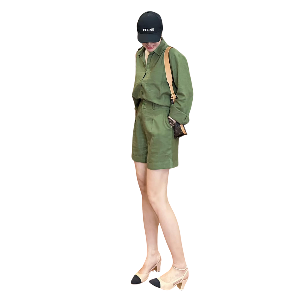 Elegant Women's Set From High-End Linen Fabric T-Shirt And Short Pants in Set Women's Suits Women's Clothing OEM ODM HB10