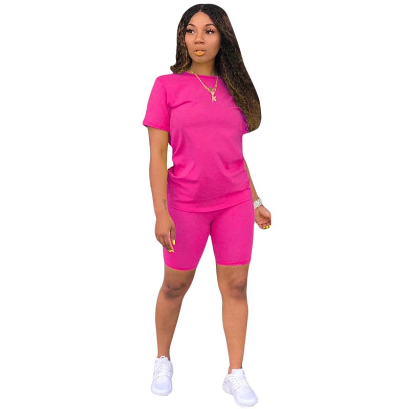 Wholesale plus size womens 2 piece neon clothing short sets 2 Piece Set Neon Outfits Tracksuit Biker Set