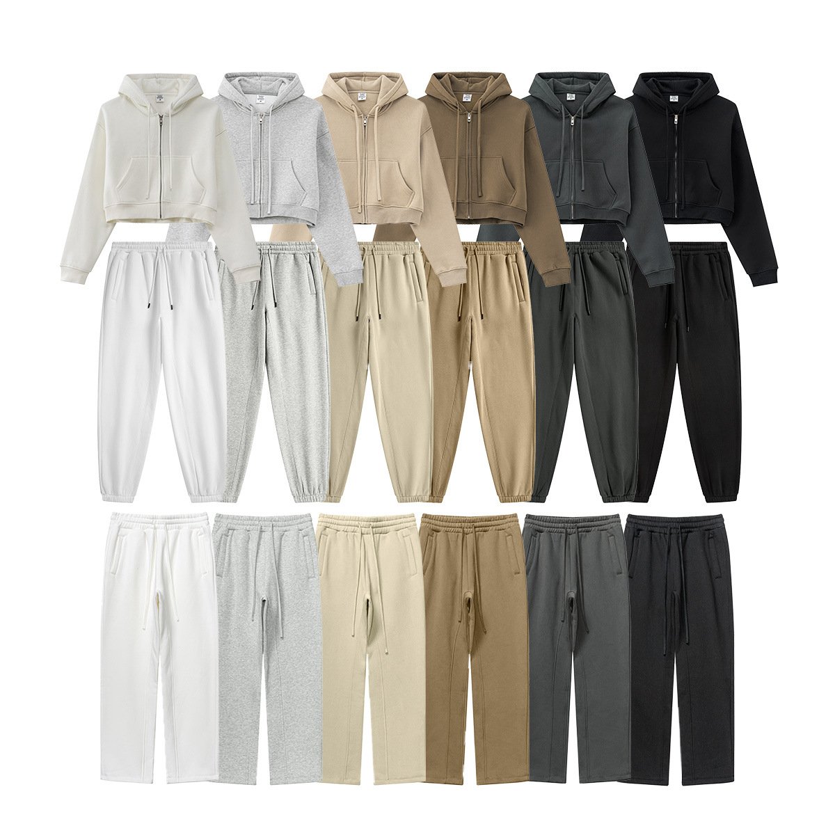Popular Hip hop women's hoodies sweatshirts set custom cropped zip up hoodie with sweatpants tracksuit girl fashion streetwears