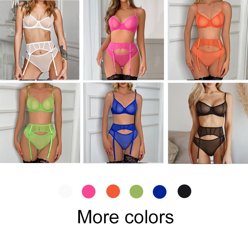Private Label High Quality Lingerie Sets Transparent Bralette De Encaje Women's Underwear Lace Mesh Bra Set