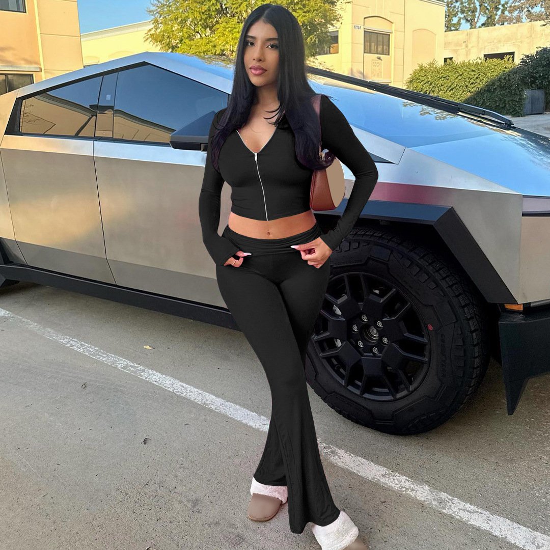 Pu Faux Leather 2 Piece Set Women Puffer Tube Tops+ Stacked Pants Women's Sets