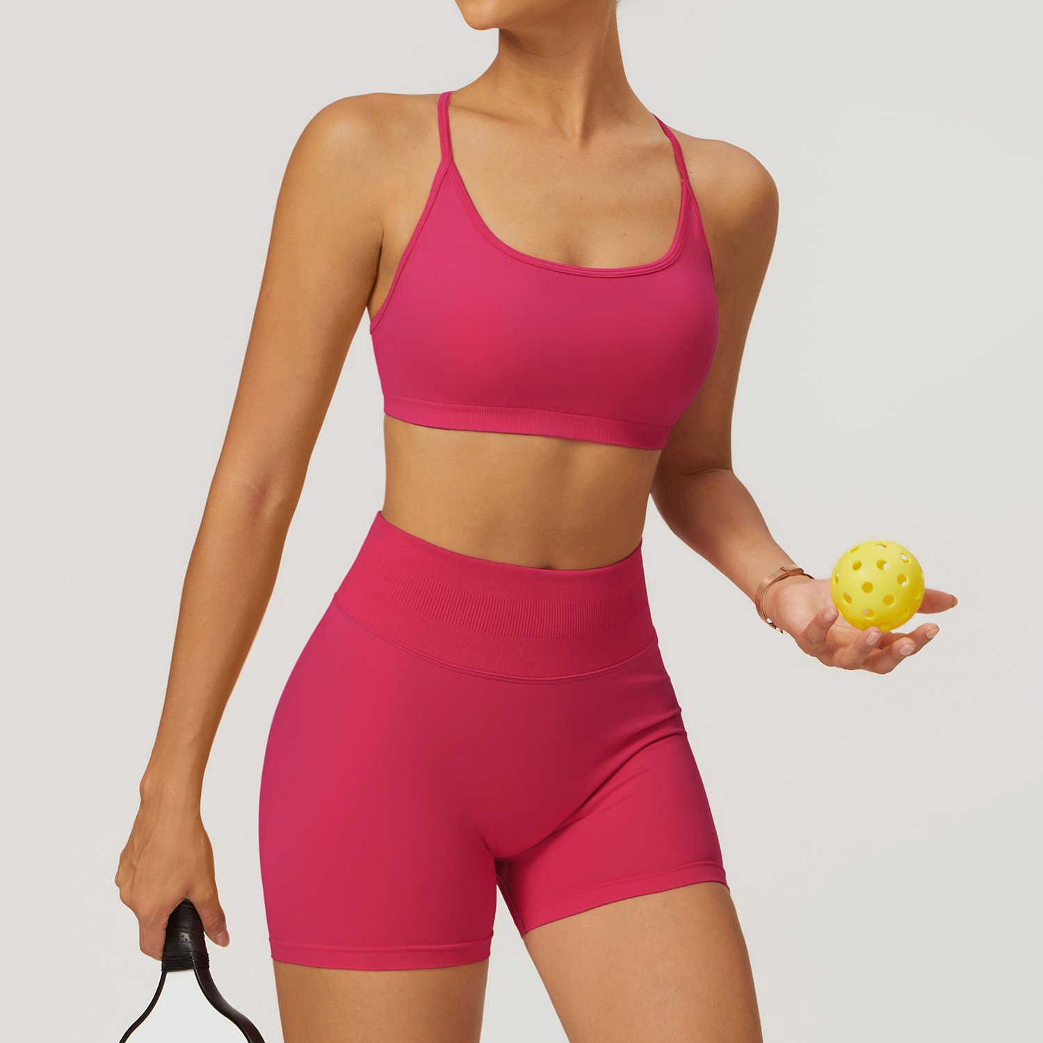 2024 new 2 pieces women's set gym fitness Sports high support bra high waist shorts butt lift lightweight seamless Yoga set