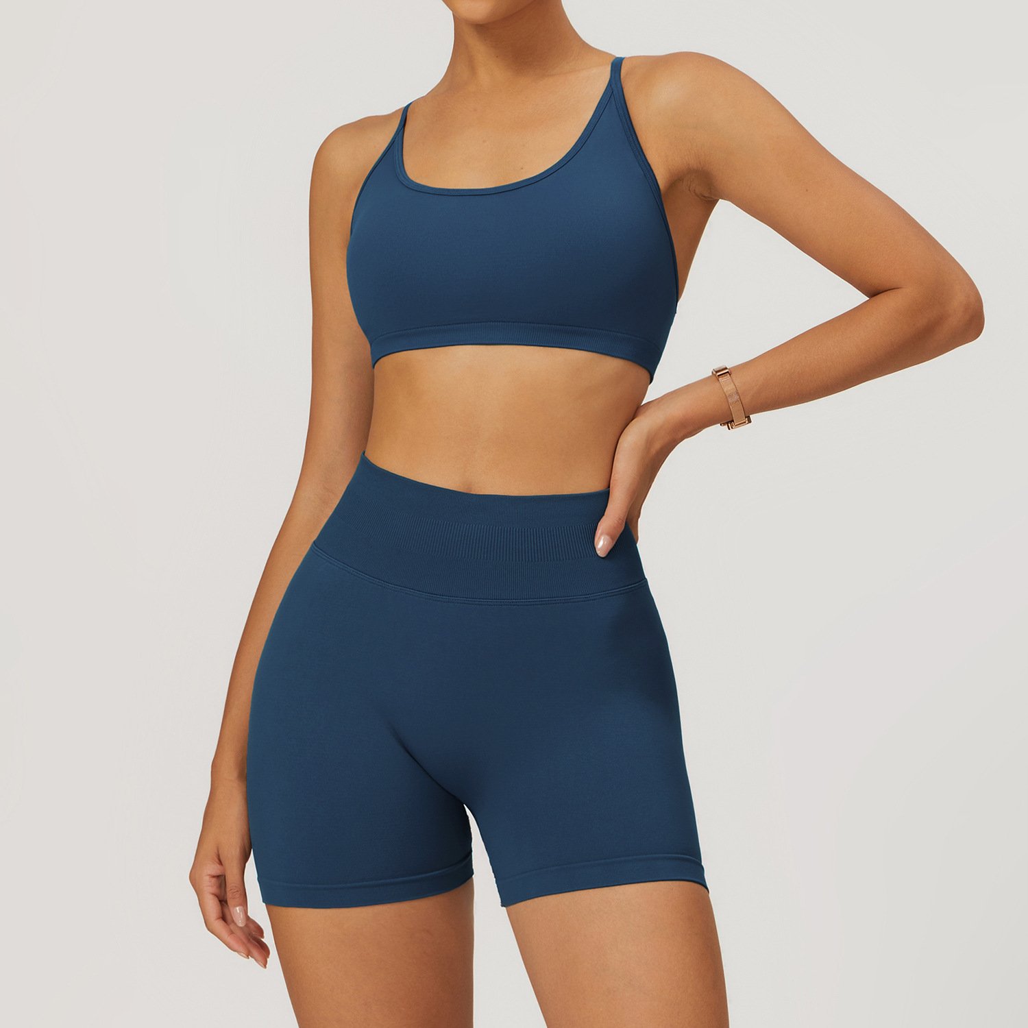 2024 new 2 pieces women's set gym fitness Sports high support bra high waist shorts butt lift lightweight seamless Yoga set