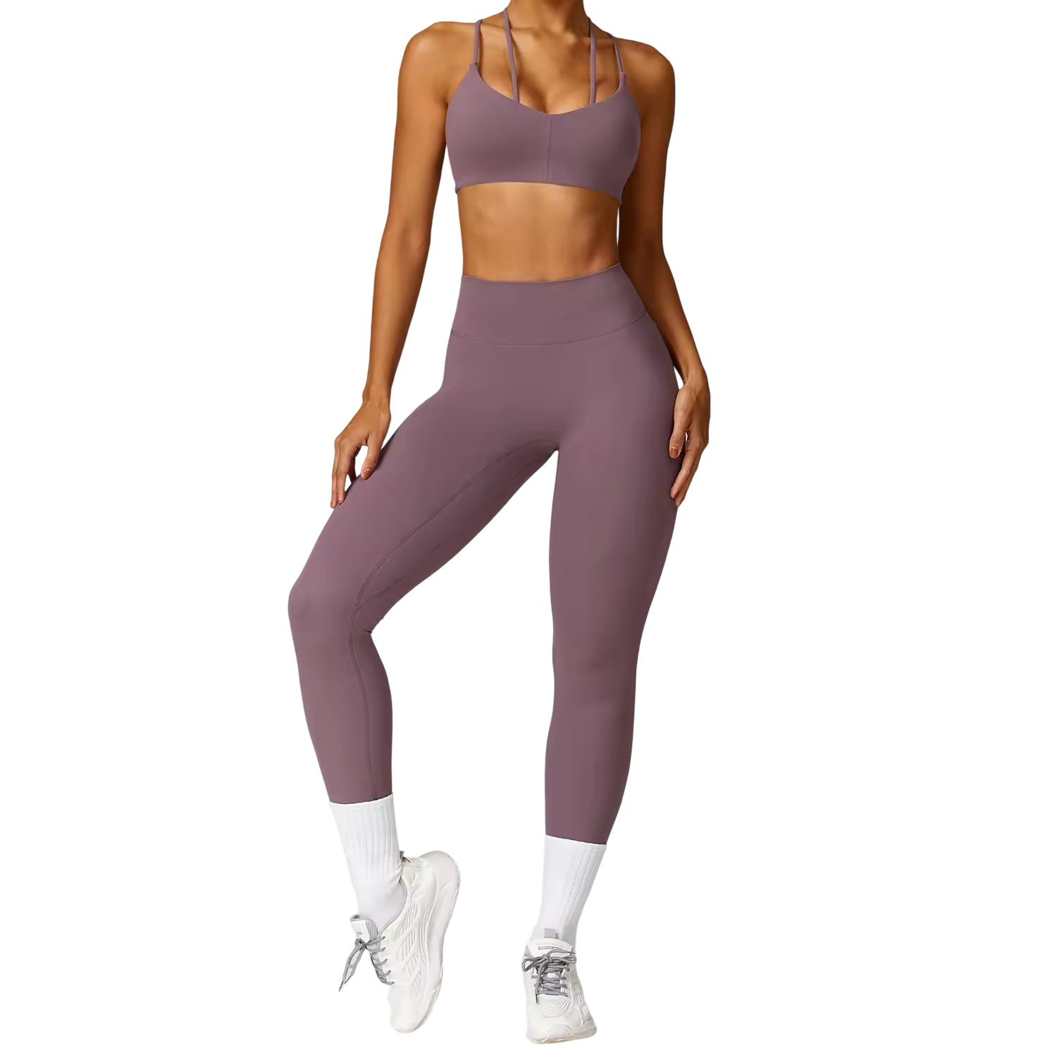Women sets Ribbed Halter straps two piece short set women top bras gym fitness workout scrunch butt shorts activewear set