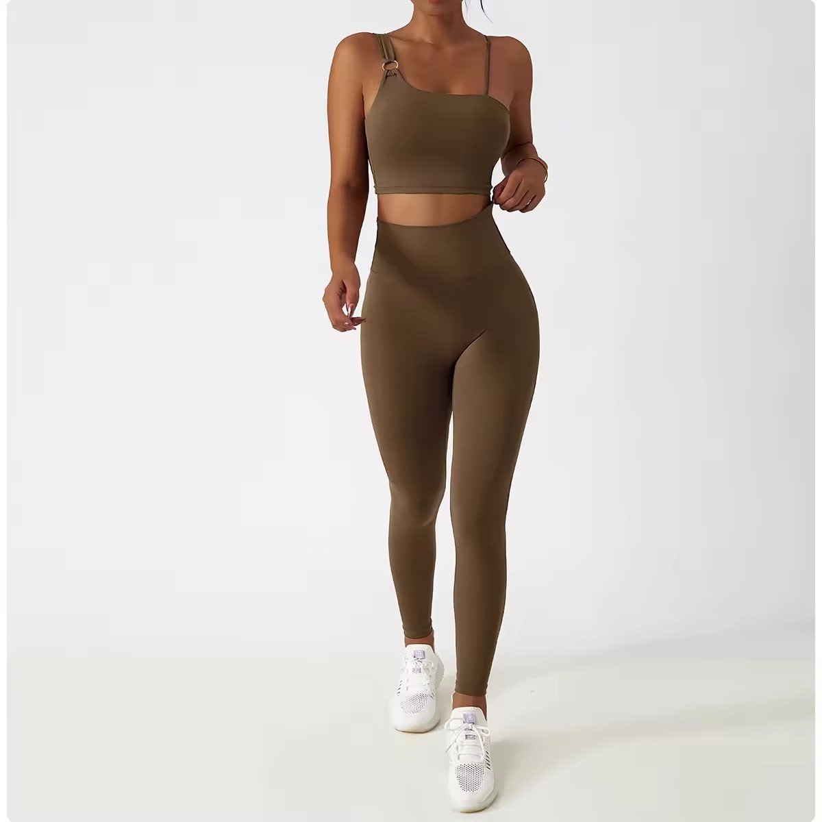 Women sets Ribbed Halter straps two piece short set women top bras gym fitness workout scrunch butt shorts activewear set