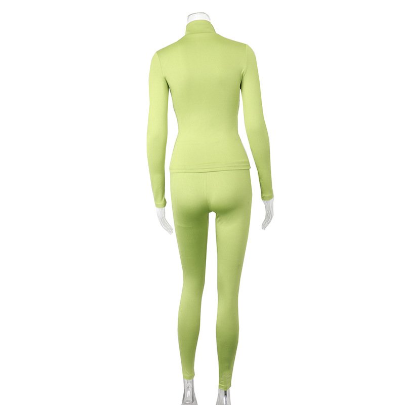 Casual Sports Solid Yoga Zipper Top Bodycon Leggings Fitness Training & Jogging Two 2 Piece Set Pant Set Track Suit Women's Sets