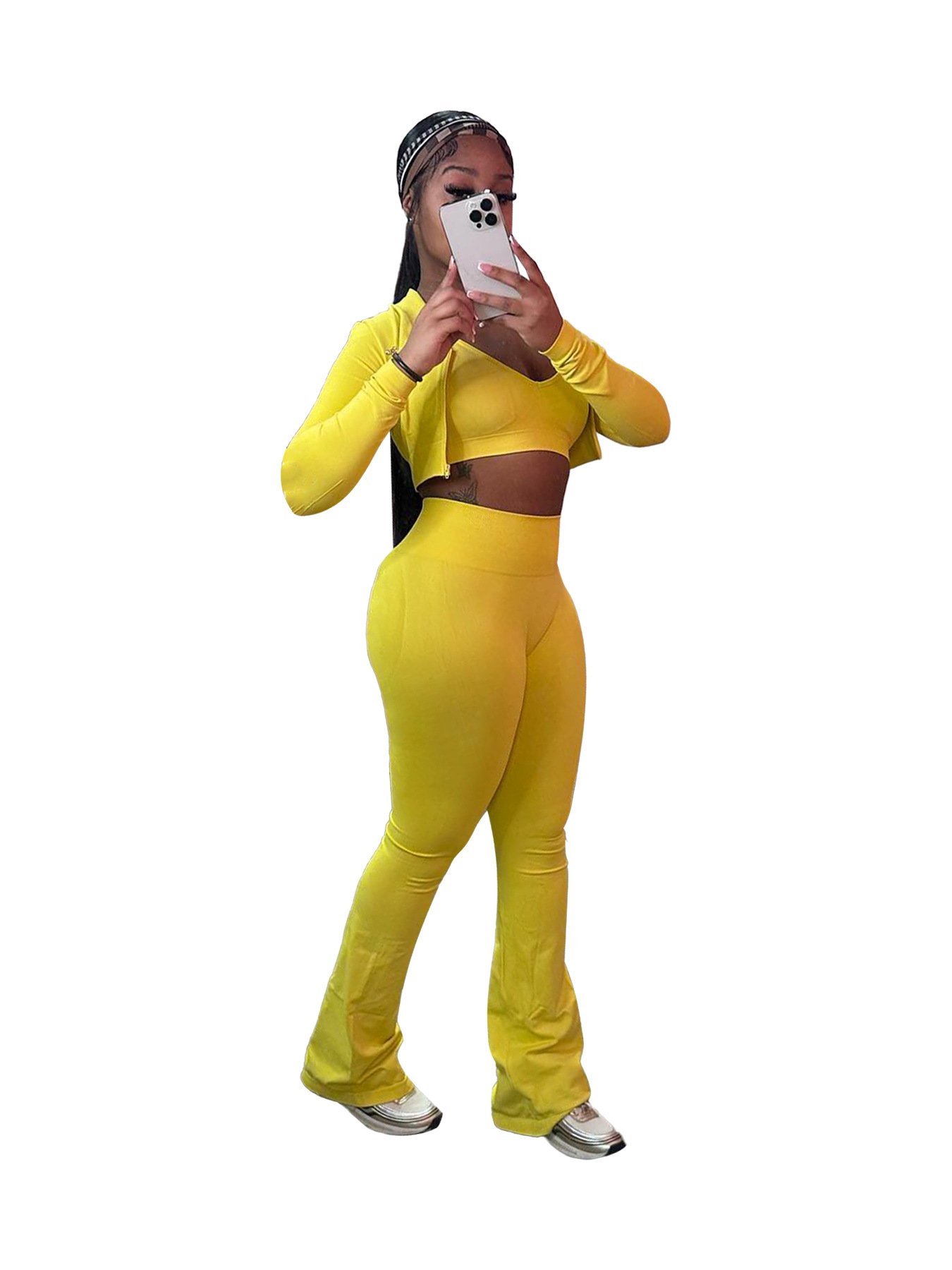 Hr24046 Women Sets Clothing 3 Pieces Set Sports Bra Training Suit Running Gym Fitness Sets For Female