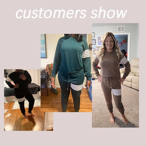 Custom Two Piece Set Autumn Women's Striped Outfits Casual O Neck Long Sleeve Top and Sweatpants Matching Tracksuit Jogger Set