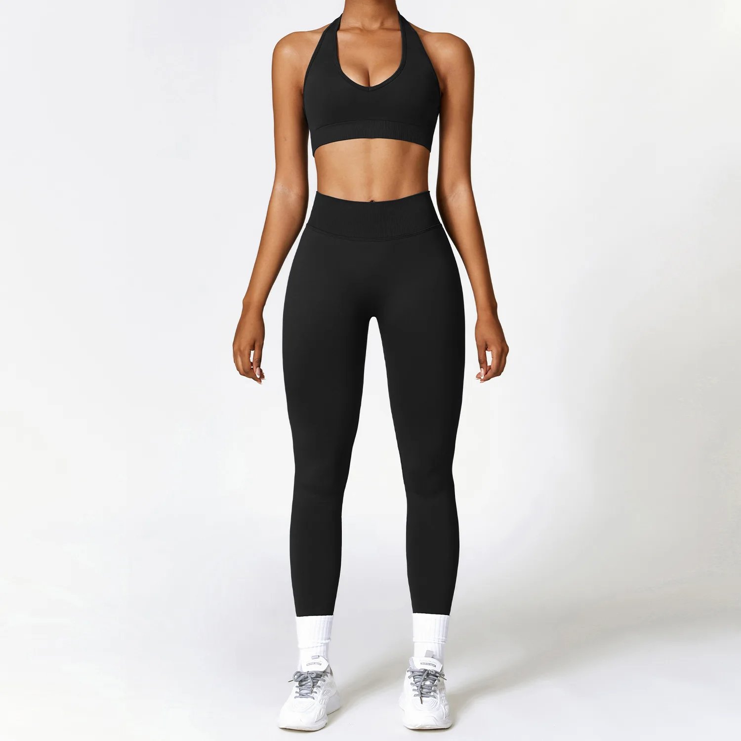 Women Cross Back Top High Waist Pant Yoga Suit Lady Halter Vest Bound Feet Trousers Gym Sets Female Solid Color Sports Tracksuit