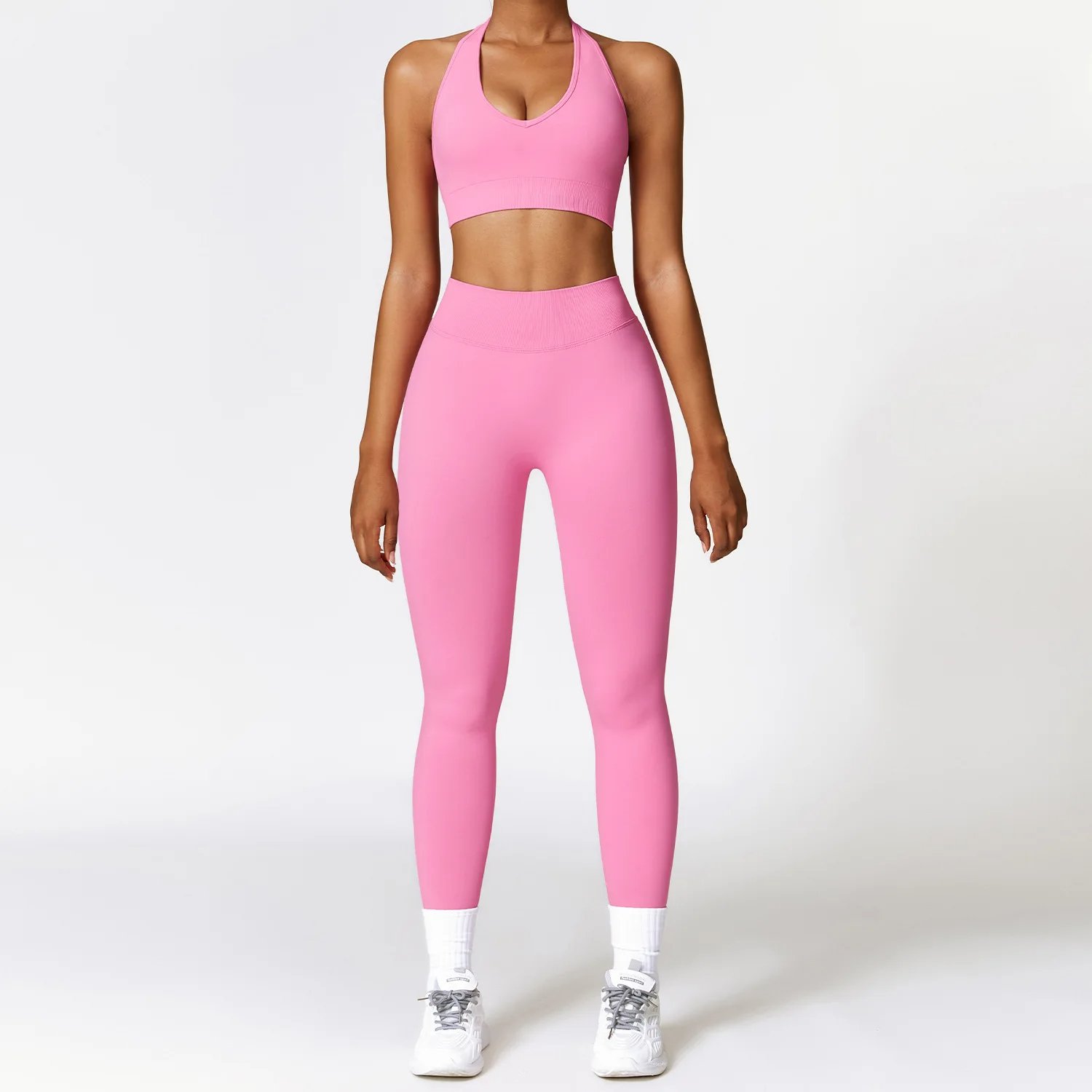 Women Cross Back Top High Waist Pant Yoga Suit Lady Halter Vest Bound Feet Trousers Gym Sets Female Solid Color Sports Tracksuit