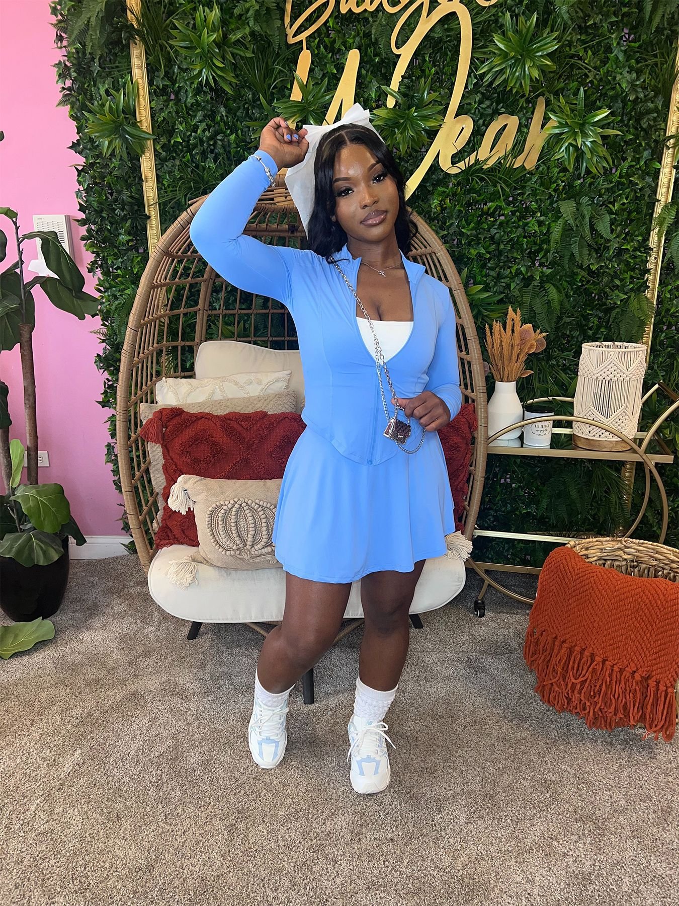 Custom Fall 2 Piece Skirts Set Women Soild Zip Jacket and Mini Pleated Skirts Casulal Two Piece Skirts Set Women's Clothing