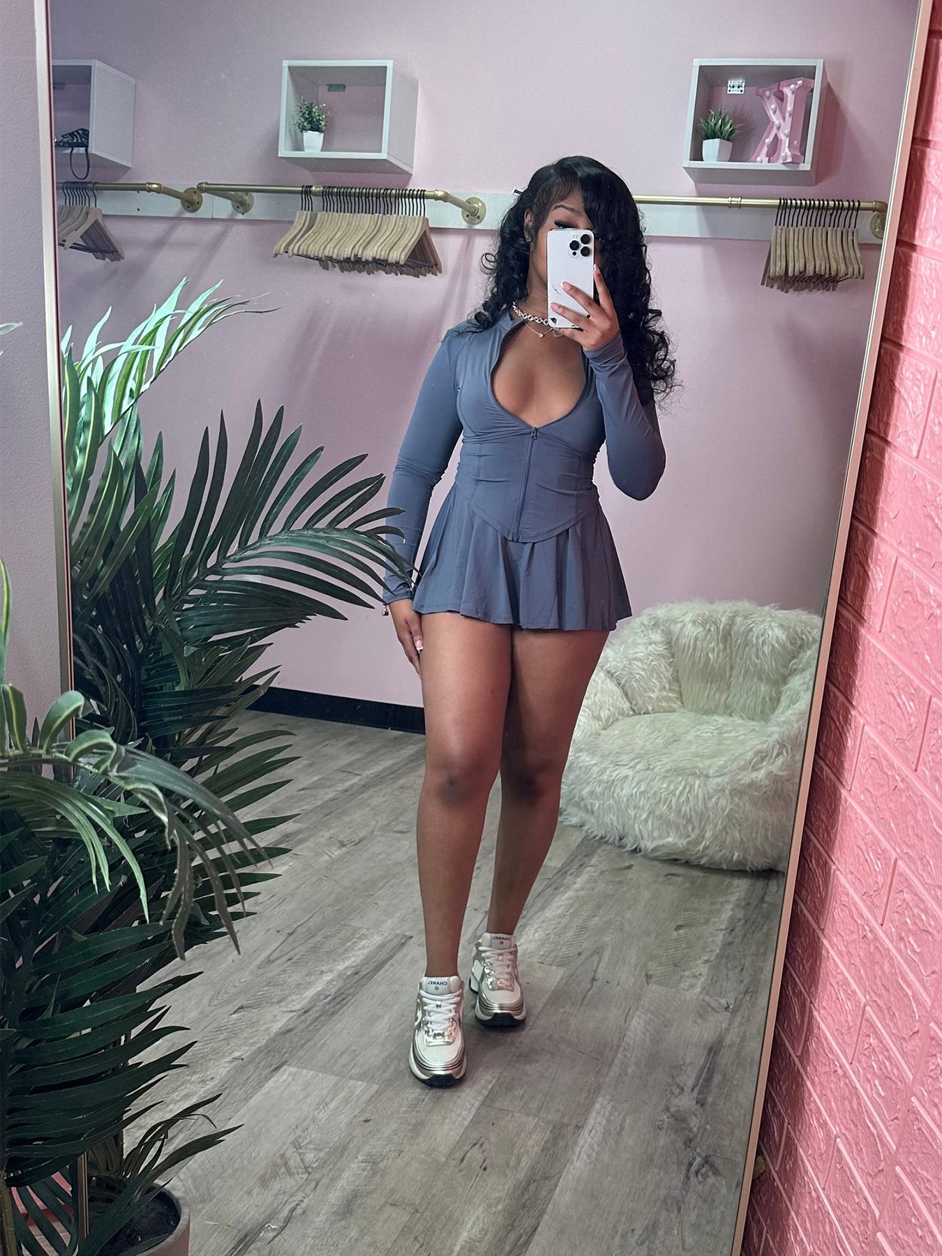 Custom Fall 2 Piece Skirts Set Women Soild Zip Jacket and Mini Pleated Skirts Casulal Two Piece Skirts Set Women's Clothing