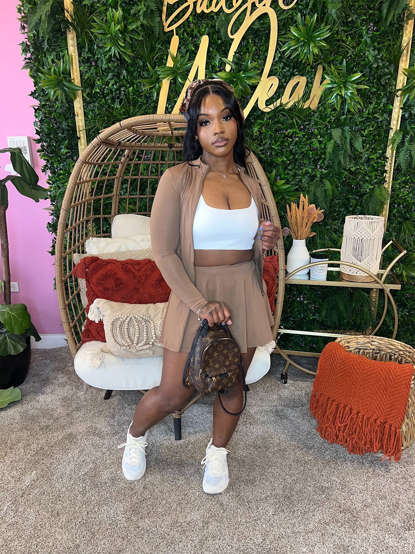 Custom Fall 2 Piece Skirts Set Women Soild Zip Jacket and Mini Pleated Skirts Casulal Two Piece Skirts Set Women's Clothing