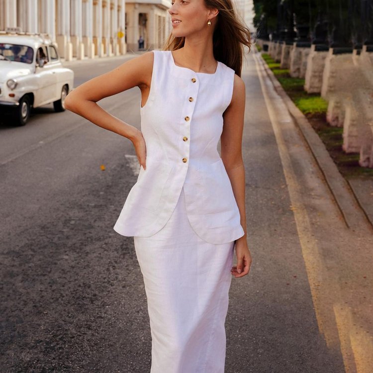 Manufacturer Factory Hot Selling White Cotton Summer Outfit Suits Ladies Skirt And Top Co Ord Clothing Set 2 Piece Women's Sets