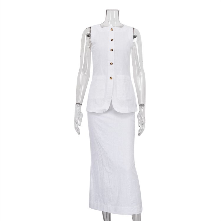 Manufacturer Factory Hot Selling White Cotton Summer Outfit Suits Ladies Skirt And Top Co Ord Clothing Set 2 Piece Women's Sets