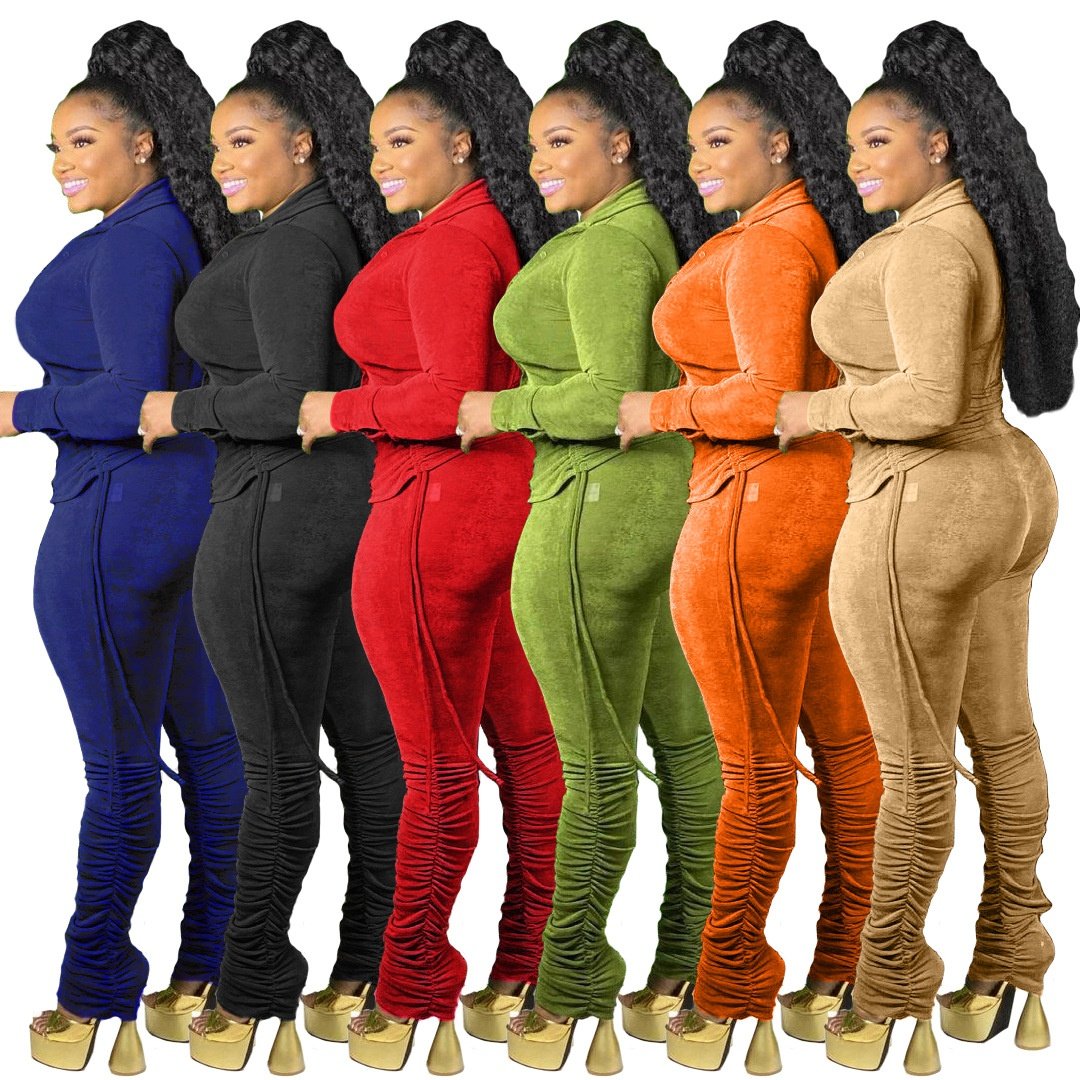 Wholesale Custom Logo new ladies jacket velvet sweatsuit women polyester vintage Tracksuit for Women 2 piece cropped hoodie set