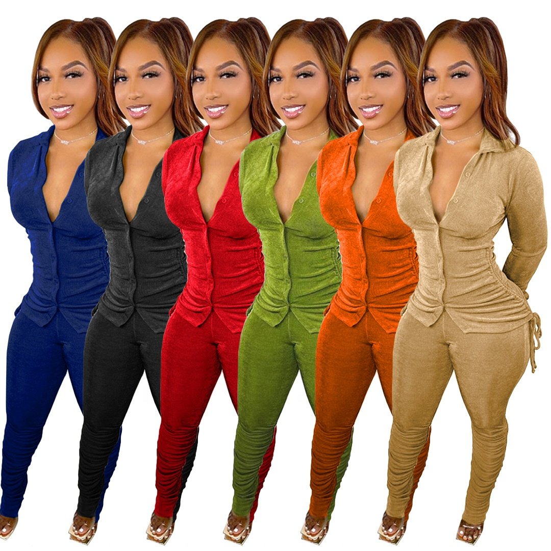 Wholesale Custom Logo new ladies jacket velvet sweatsuit women polyester vintage Tracksuit for Women 2 piece cropped hoodie set