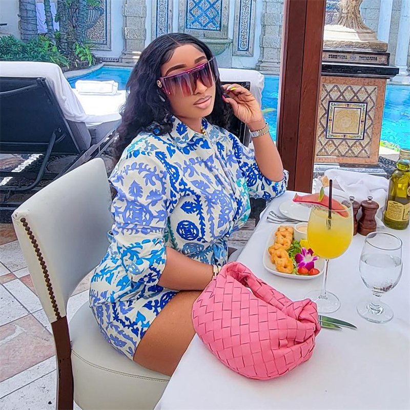 printed women casual 2 piece bandage short sleeve shirt cardigan crop top and shorts set women lounge wear clothing for women