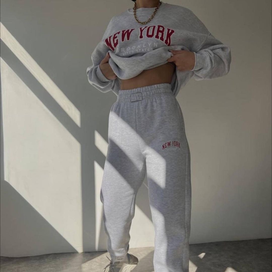 Women Casual Fall Winter Clothes Thick Warm Fleece Tops Matching Outfits Women Hoodies And Sweatshirts Sets