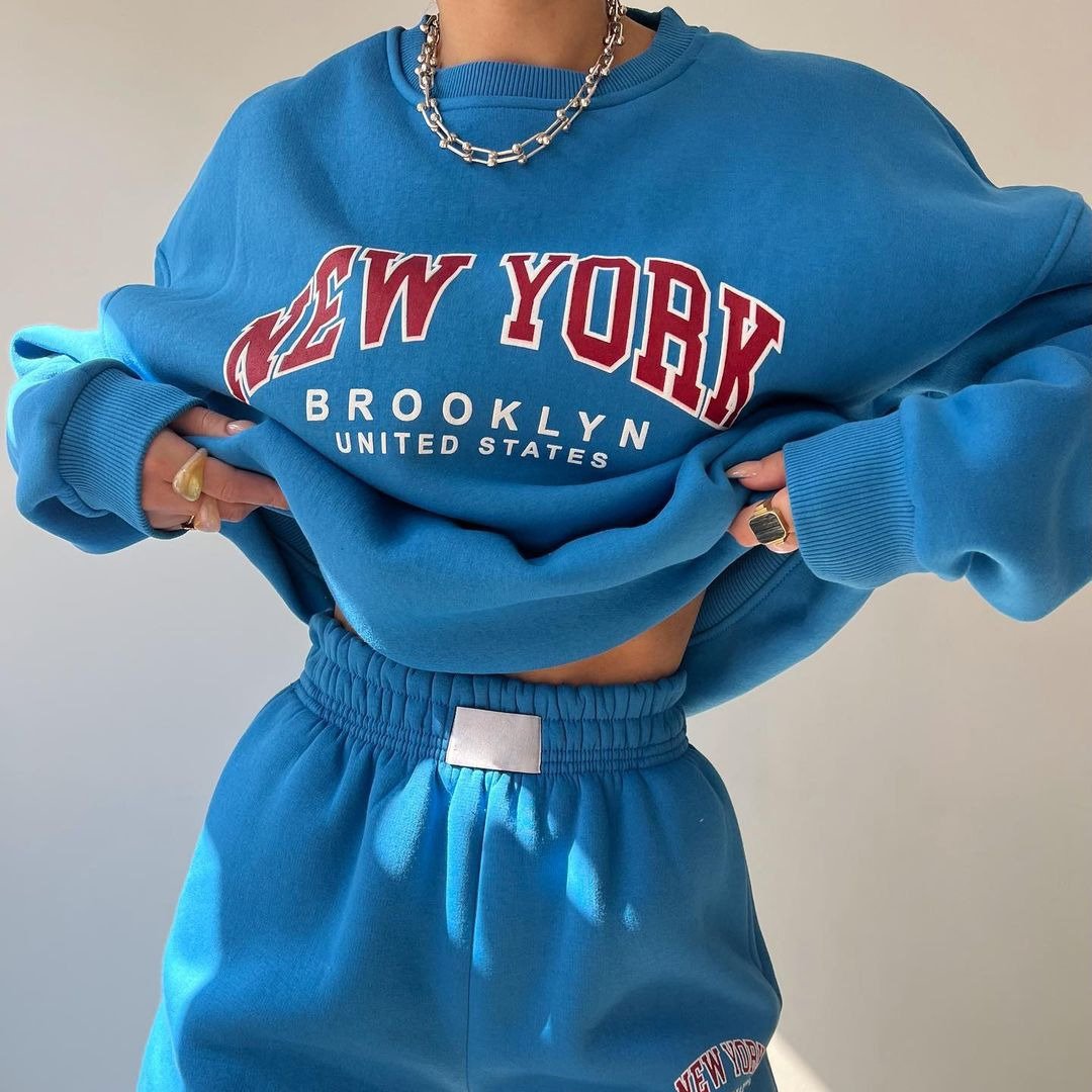 Women Casual Fall Winter Clothes Thick Warm Fleece Tops Matching Outfits Women Hoodies And Sweatshirts Sets