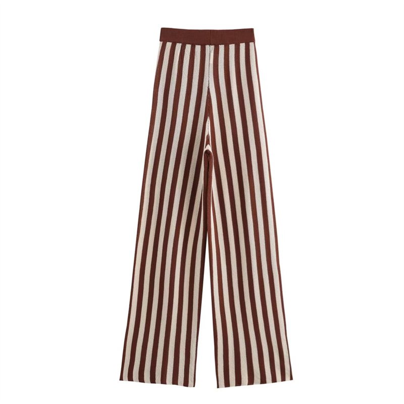 TAOP&ZA women's summer 2024 summer versatile patchwork tailoring high waist knitted striped wide-leg pants 8779172 8779171