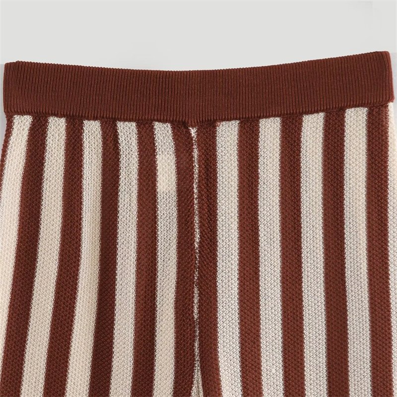 TAOP&ZA women's summer 2024 summer versatile patchwork tailoring high waist knitted striped wide-leg pants 8779172 8779171