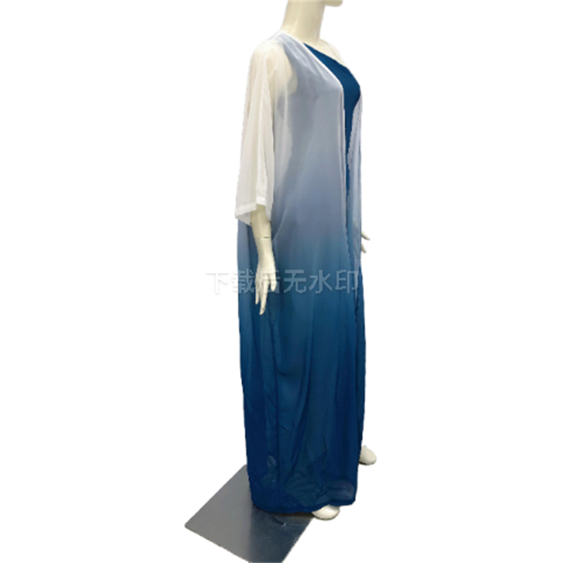 High Quality Anti-Pilling Breathable Blue Long Dresses Knit Women's Sets For Sale