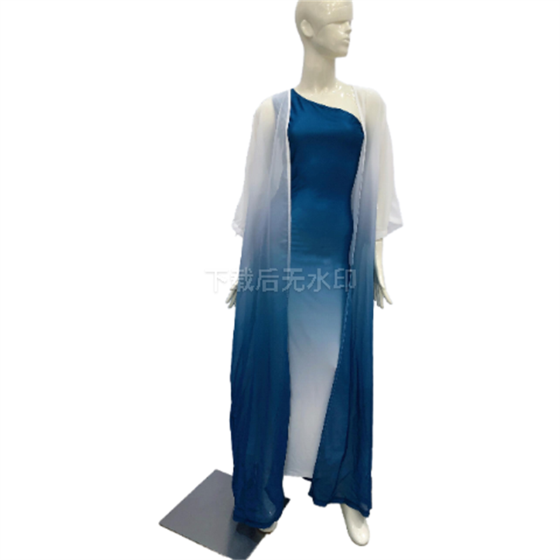 High Quality Anti-Pilling Breathable Blue Long Dresses Knit Women's Sets For Sale