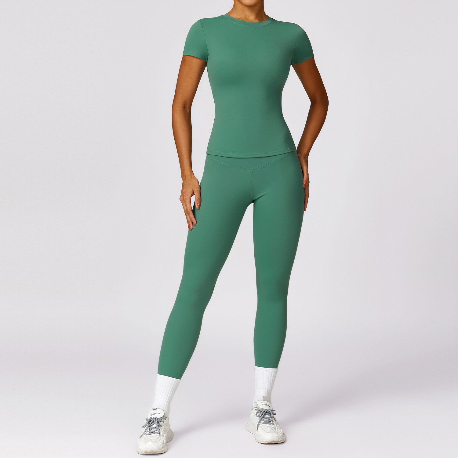 Women 2pcs T shirt legging Yoga Set Workout Running Top Pant Outfits Athletic Exercise Clothes Gym Fitness Sets