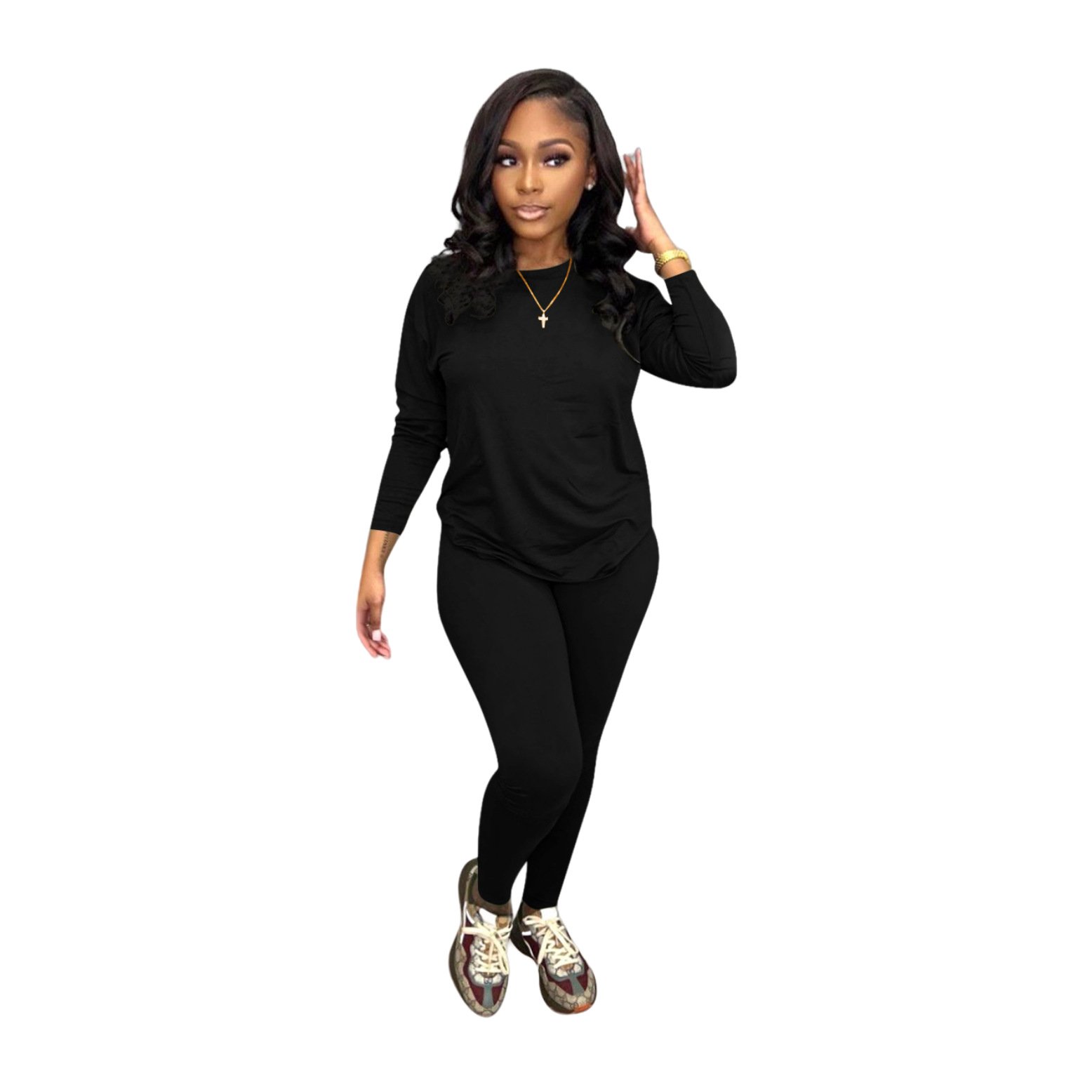 Fashion Milk Fiber Long Sleeve Loungewear Women Sets Custom Logo Elasticity 2 Piece Set Women Polyester Sports Women Clothing