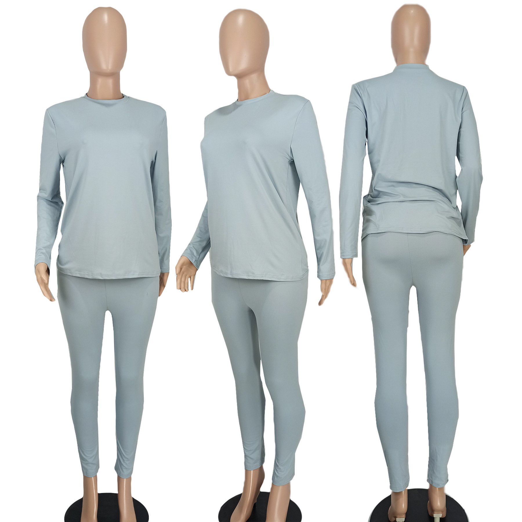 Fashion Milk Fiber Long Sleeve Loungewear Women Sets Custom Logo Elasticity 2 Piece Set Women Polyester Sports Women Clothing