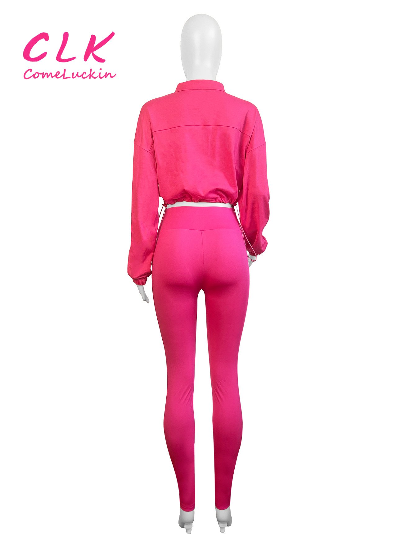 Custom Logo Women Sport Wear Zipper Draw string Crop Top Gym Leggings Fitness Workout Two Pieces Jogger Set For Women Clothing