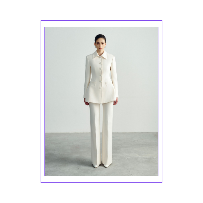 Luxury Design Women'S Flared Pants Straight Fit Size S M L Mabel Flared Pants High-Quality Fabric Whiteant Vietnam Wholesaler