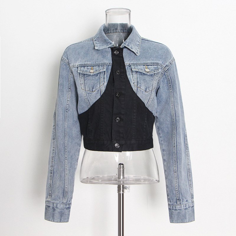 hot new Designer denim jacket jeans Casual women two 2 piece set denim sets women ladies