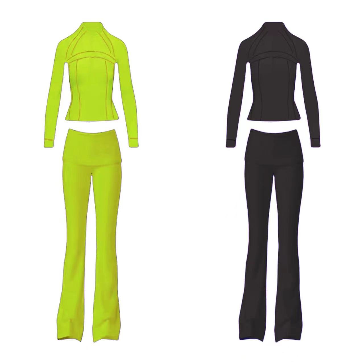 nylon jacket and foldover flared sweat pants tracksuit for women's set two 2 pieces fall 2024 women clothes yoga gym fitness set