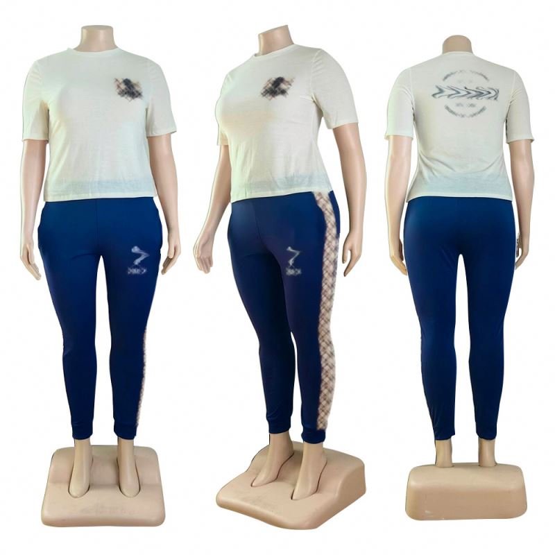 New arrivals 2024 women brand clothing Summer new fashion casual two piece set short sleeved long pants Plus Size Women's Sets