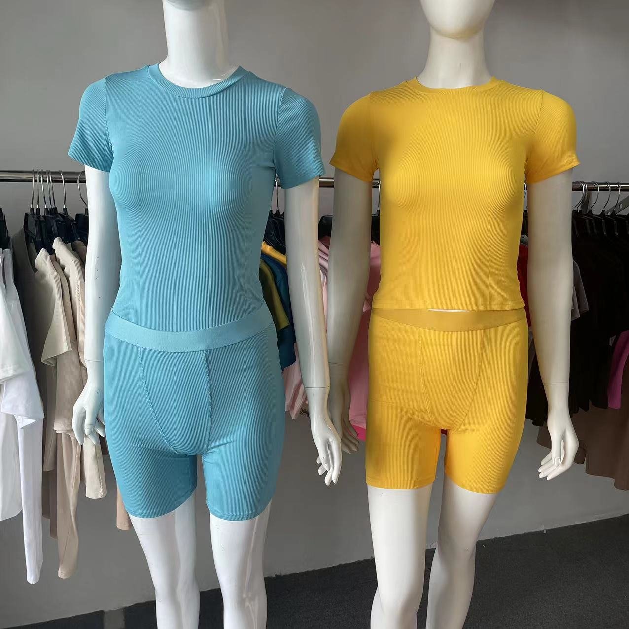 lounge wear dupe loungewear women's summer short sleeves O-neck basic TSHIRT and boxer shorts for two piece set women clothing
