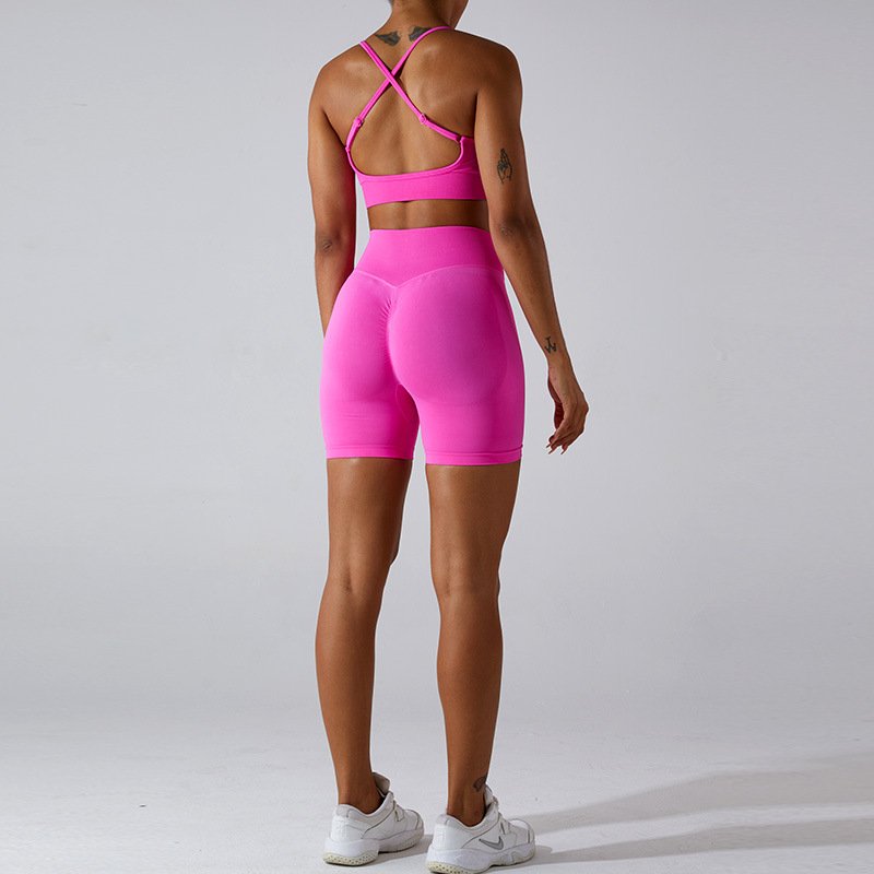 Mitaogirl new seamless yoga suit women's quick-drying sports underwear peach butt lift yoga shorts fitness wear