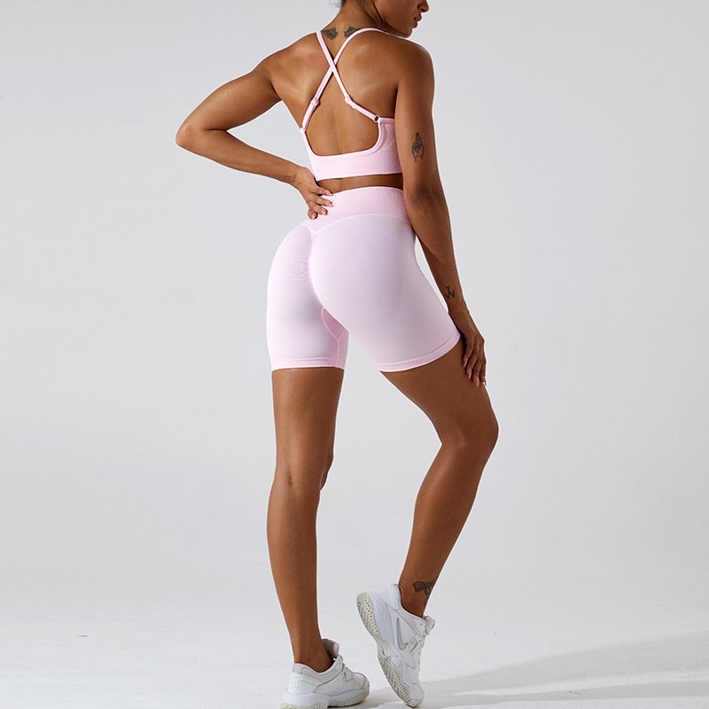 Mitaogirl new seamless yoga suit women's quick-drying sports underwear peach butt lift yoga shorts fitness wear